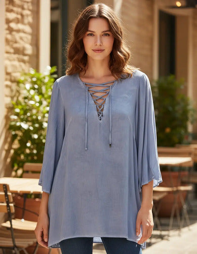 Blusa Tunica Camisa Importada Manga 3/4