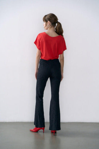 Pantalón Oxford Noche Fiesta Encaje Forrado Negro Encaje L