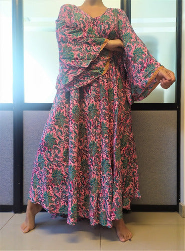 Vestido Largo Seda Hindu Importado Talle Grande Xxl