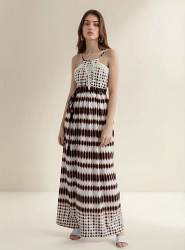 Vestido Solero Largo Importado Hippie Chic Nvo 2da Selección Marrón Claro Batik L