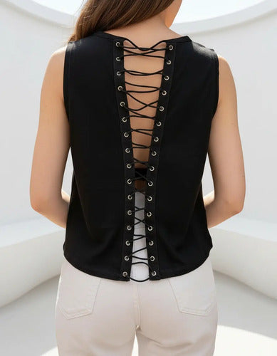 Remera Musculosa Anything Negro Unico