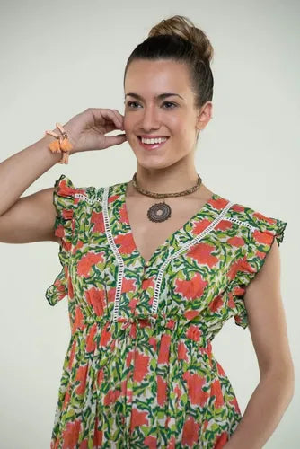 Vestido  Largo Irregular Importado  Boho Estampado India