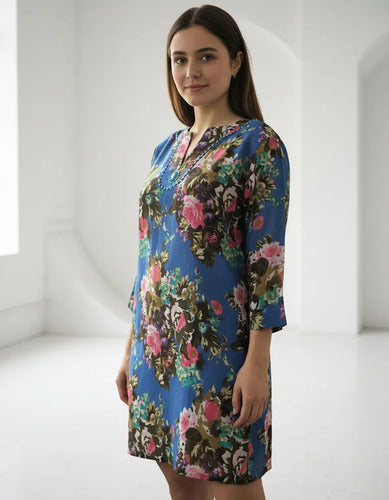 Blusa Camisa Túnica Importada Estampada Playa India