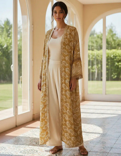 Kimono Seda Hindú  Largo Saco Importado