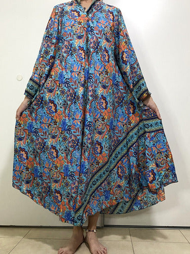 Vestido Mangas Oxford Importado Seda Hindú