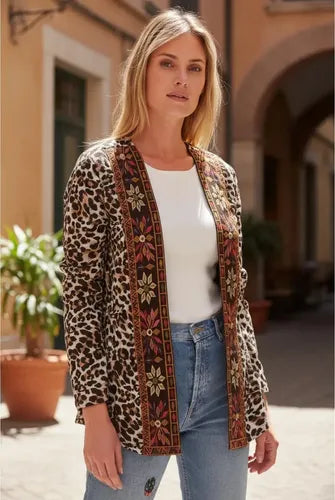 Saco Chaqueta Bordada Importada  Tipo Vars Animal Print