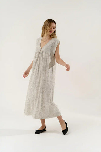 Vestido De Jersey Largo Escote En V