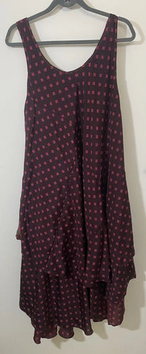 Vestido Hindú Talle Grande Doble Falda Nueva 2da Selección Bordó Estampado Único
