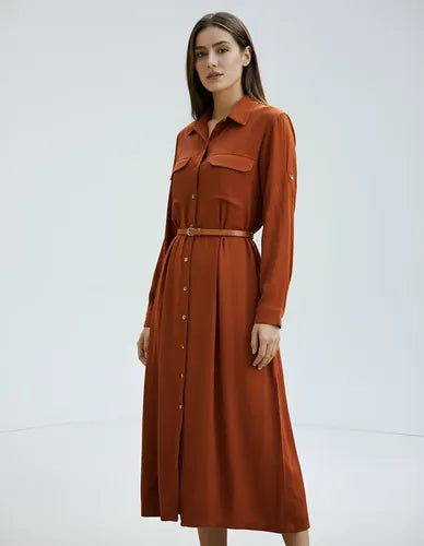 Vestido Importado Camisero Con Cinto