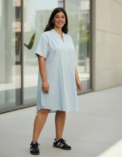 Vestido Cuello Mao Talle Grande Xl A 6xl