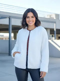 Saco Chaqueta  De Piel Sintética Extra Suave Blanco M Pelo Corto