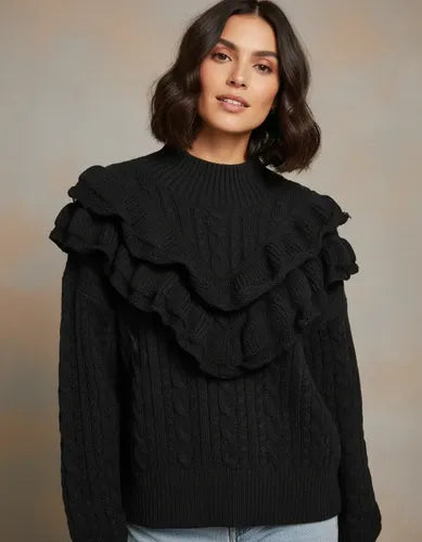 Sweater Tejido Importado Modelo Amplio Negro Liso Único