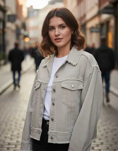 Campera De Gabardina Desflecada Modelo Amplio Beige 42 Lisa