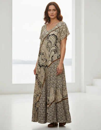Vestido Largo Seda Boho Importado India Tipo Holi Rapsodia