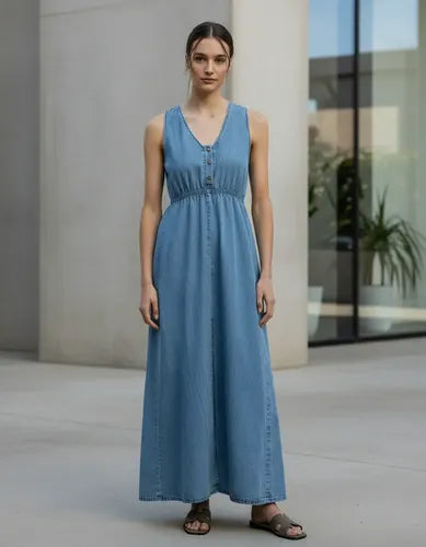 Vestido Jean Camisero  Largo
