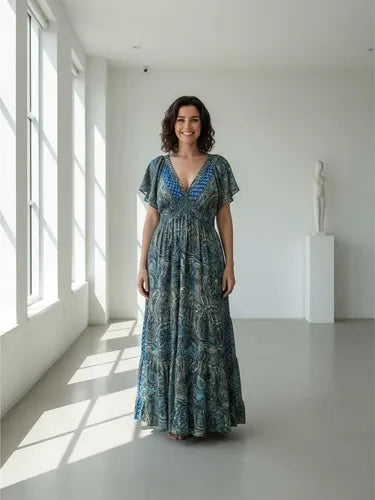 Vestido De Seda Hindú Largo Mod. 14
