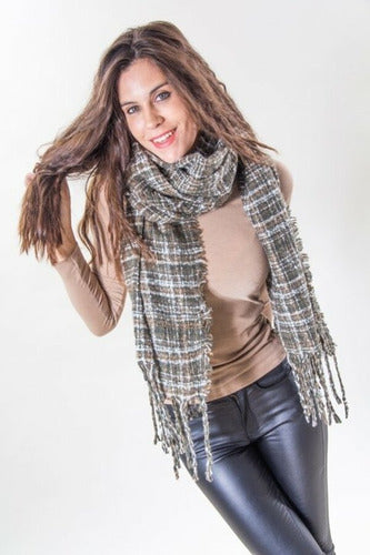 Pashmina Chalina Bufanda Importada Cuadros Multicolor Cuadros