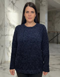 Sweater Pullover Tejido Boucle Azul Liso Unico