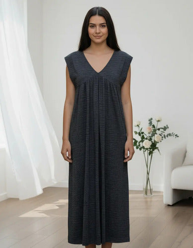 Vestido De Jersey Largo Escote En V