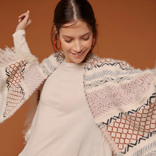 Ponchos Ruanas Sweaters Tejidos  Amplios  Rosa Tejido L