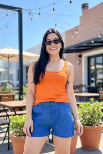 Short De Jean Camisero Denim M A Xxxl Talle Grande