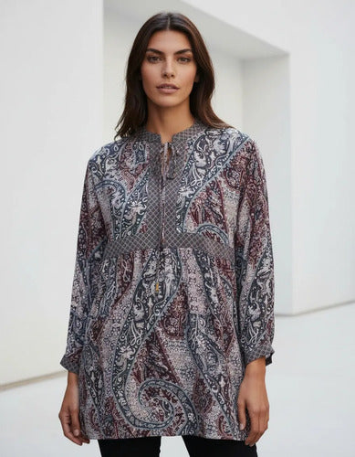 Camisa Blusa Tunica Importada Boho Hippie Chic  Azul L