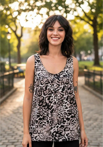 Blusa Musculosa De Diseño Estampada Fiesta Noche