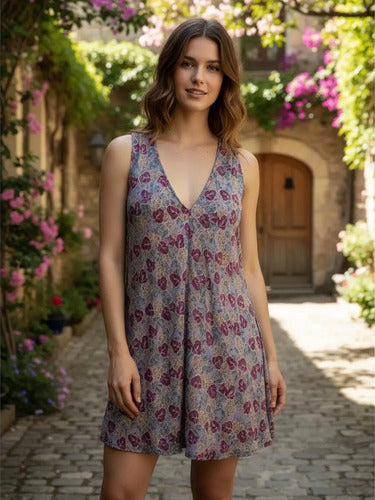 Vestido Solero Importado India Hindu Talle Unico Hasta Xl Violeta Estampado U