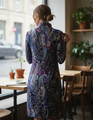 Vestido De Lanilla Estampado Violeta Estampado M