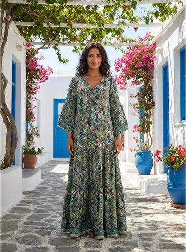 Vestido Seda Hindú India Fiesta
