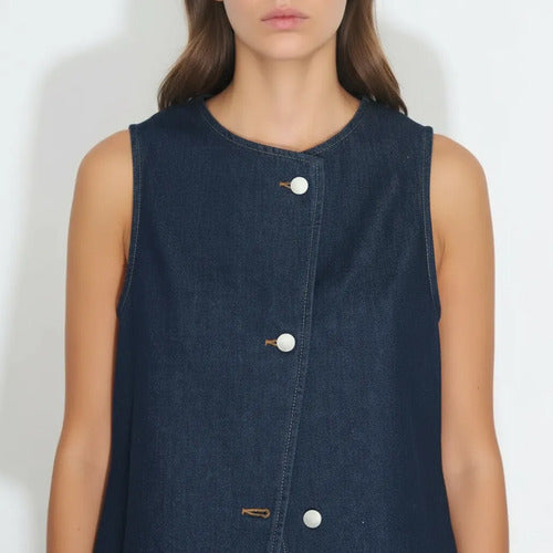Chaleco De Jean Denim Azul Lisa L