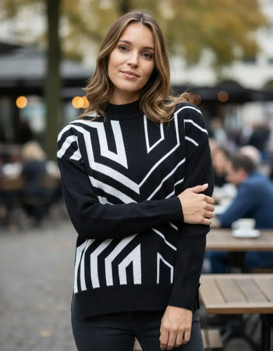 Sweater Pullover Tejido  Geometrico