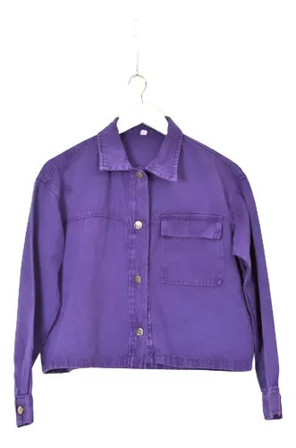 Camisaco Jean Grande Campera Denim Corta Oversize