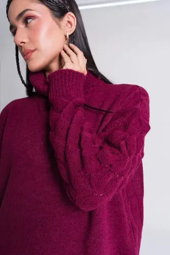 Sweater Polerón  Oversize Talle Grande Marrón Claro Único