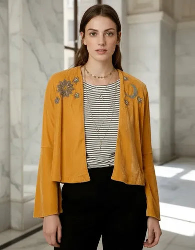 Chaqueta Saco Bordado Importado India Velvet Boho Oxford