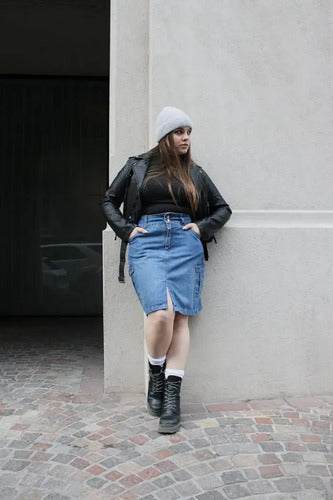 Falda Pollera De Jean Denim Cargo