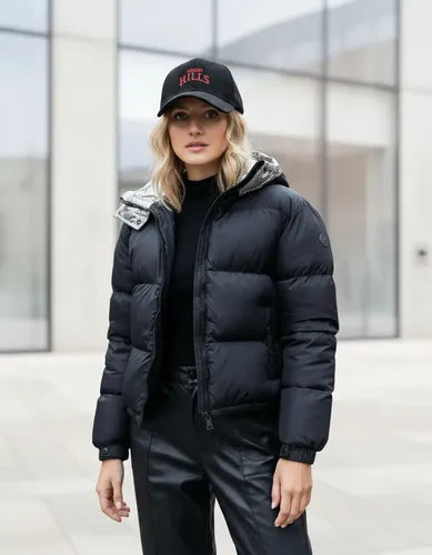 Campera  De Abrigo Puffer Importada Bicolor Negro Xxl
