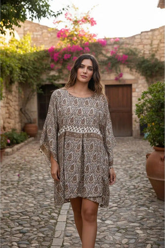 Vestido De Seda Hindú Corto Amplio Mangas Oxford Mod. 14