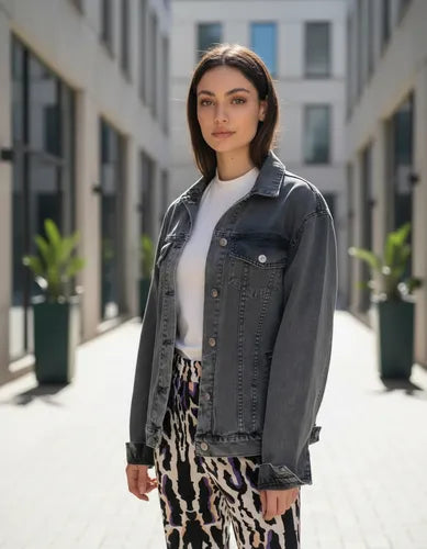 Campera De Jean Denim Basica Jean Rígido Gris Oscuro Xl Lisa