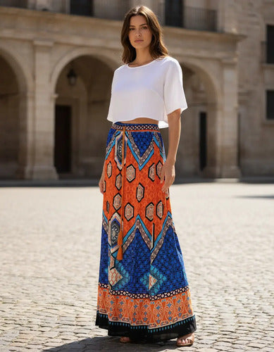 Pollera Larga Maxi Estampada
