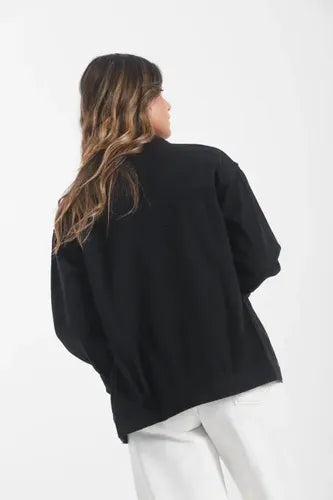 Campera De Jean Negra Modelo Amplio Negro 2xl Liso
