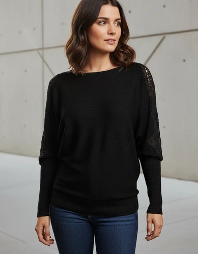 Sweater  Importado Strass (76) Negro Unico
