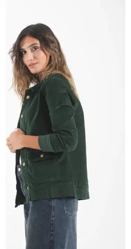 Campera Verde Botella Corderoy Verde L Liso