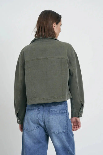 Chaqueta Campera De Gabardina Con Tachas