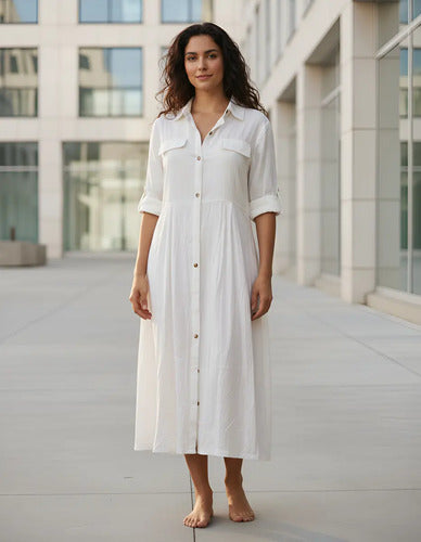 Vestido Importado Camisero Con Cinto