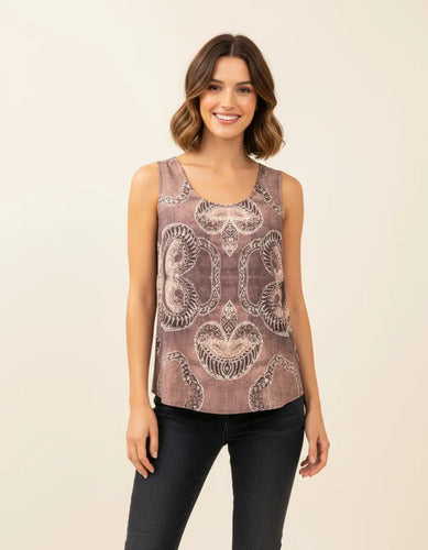 Blusa Musculosa De Diseño Estampada Fiesta Noche