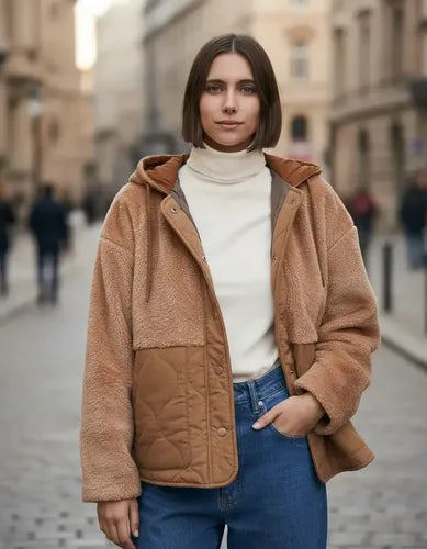 Campera De Peluche Y  Matelasse