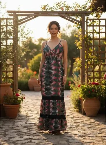 Vestido Solero Largo Sirena Importado Estampado Boho  India