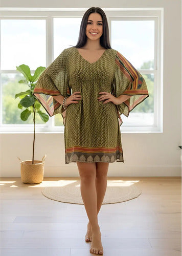 Vestido Blusa Túnica De Seda Hindú Importado Amplio Boho