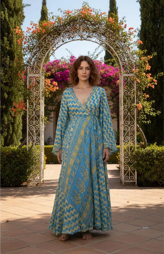 Vestido Mangas Oxford Seda Hindú Fiesta